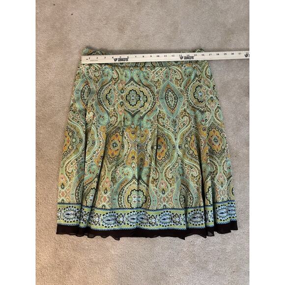VTG Harolds Skirt 8 ALine Green And Brown Medallion Boho Cottagecore Cotton Y2K - Picture 6 of 6